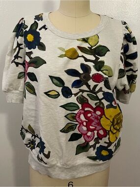 T.La Floral Puff-Sleeve Sweatshirt with Multicolor floral print